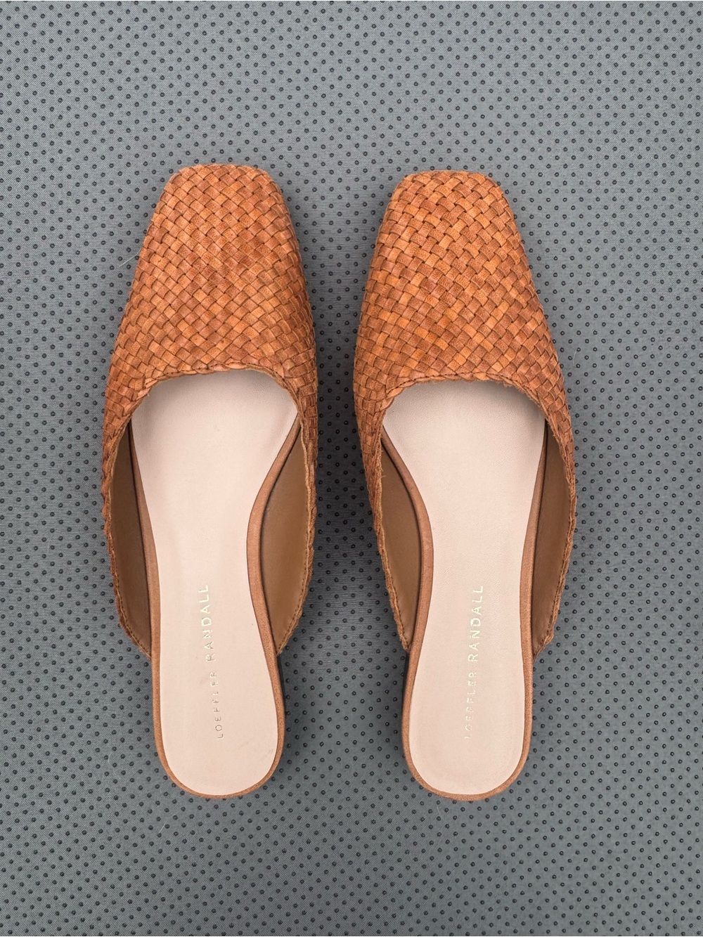 Loeffler Randall Cognac Woven Leather Mules Flats 8.5